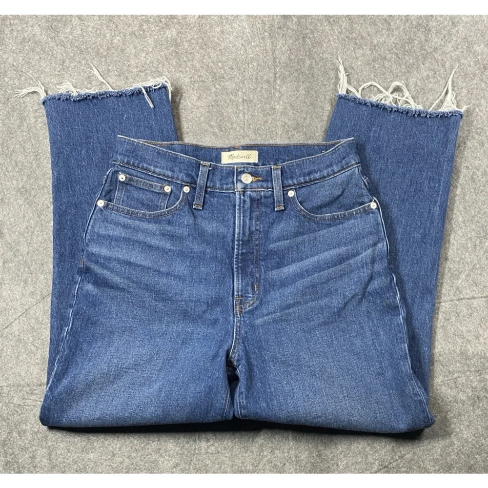 Madewell Jeans Womens 29 Blue The Perfect Vintage Straight Jean Raw Hem - Picture 1 of 14